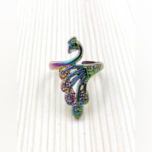 NIP BOUTIQUE MULTICOLOR PEACOCK METAL ALLOY ADJUSTABLE RING